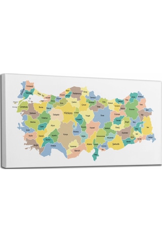 Türkiye Haritası Kanvas Tablo Eğitici ve Öretici Dekoratif Tablo Tablo 3130