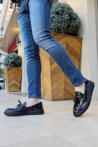 Roof Atelier Erkek Siyah Rugan Püskül Detaylı Loafer Ayakkabı - 127 - Rst Loafer-x Siyah