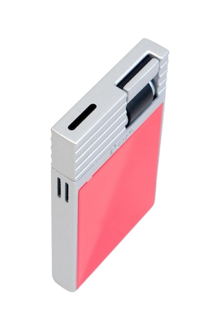 Caseti Tek Torch Perde Alev Kırmızı Gümüş Metal Puro Çakmağı