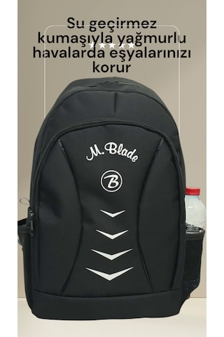 M.blade Geniş Hacimli Su Geçrmez Kumaş Okul Sırt Çantası Siyah