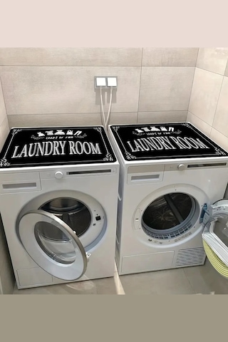 Valerine Life Çamaşır Ve Kurutma Makinesi Matı Örtüsü 60x60cm Kaymaz Sıvı Geçirmez Silinebilir Koruy Siyah