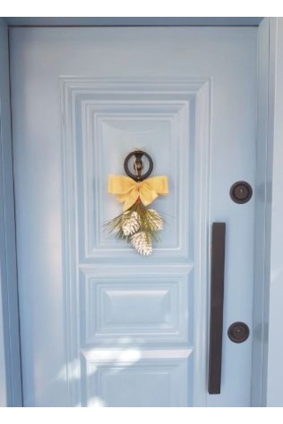 Bukosh 3 'lü Kozalak Kapı Süsü Ev Dekoru Yılbaşı Süsü Krem