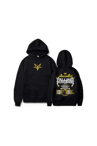 Tarzsokak Siyah Unisex Popüler Mons Tur Giyim Ters Bant İçinde Düşen Grafik Hip Hop He