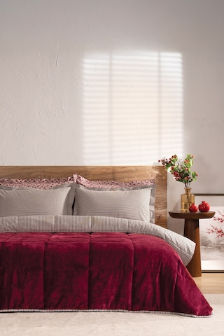 Puffy Vivus Çift Kişilik Threefy Uyku Seti - Kırmızı