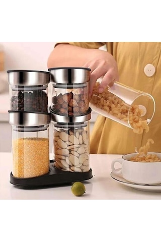 Arow Döner Standlı Cam Baharatlık-dc1.tr.3480 Şeffaf