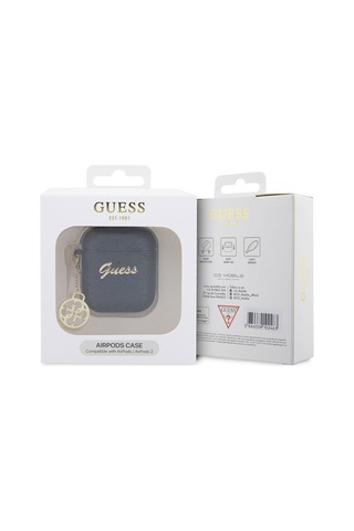 Apple Uyumlu AirPods Kılıf Guess Glitter 4g Charm Exclusive Tasarım Siyah