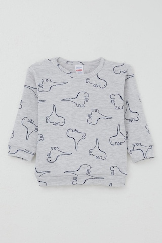 Breeze Erkek Bebek Pijama Takımı Omuzdan Patlı Sevimli Dinozor Desenli 4 Ay-1 Yaş, Açık Gri Melanj Açık Gri Melanj