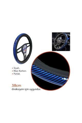 Nyf Fx-002 Geçmeli Direksiyon Kılıfı Çember Parlak Karbon Mavi 38 Cm