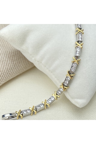 Xoxo Bileklik Yüksek Kalite 316 L Paslanmaz Çelik Silver-Gold 18 CM Çok Renkli