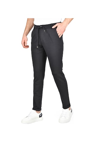 Deepsea Erkek Koyu Lacivert Beli Lastikli Slim Fit Likralı Duble Paça Penye Spor Pantolon 2502385 Koyu Lacivert