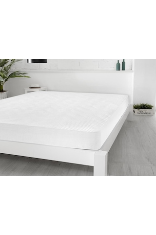 3d Kapitoneli Sıvı Geçirmez 90x190cm Fitted Tek Kişilik Alez Beyaz