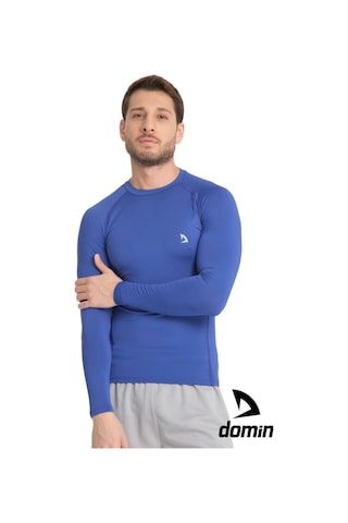 Hnc Sport Erkek Uzun Kol Sax Mavisi Fit Compression Fitness Spor Body Tshirt Saks Mavi