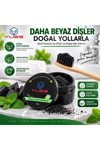 Yues Aktif Karbon Diş Beyazlatma Tozu Nane Aromalı 30 G