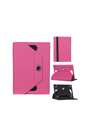 Alcatel 9013 Tablet Kılıfı Pembe Kapaklı Ve Askılı Standlı Kapak