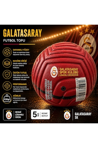 Galatasaray Futbol Topu Orjinal Maç Topu No:5 Kırmızı