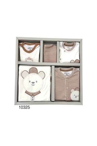 Desenli 10 Parça Kutulu Yenidoğan Hastane Çıkışı Zıbın Seti 10325 Ayıcık