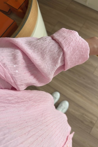Kahijab Nakışlı Pul Detay Oversize Gömlek - Pembe
