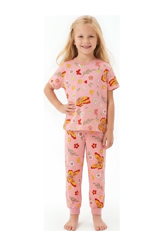 Modanino Kız Çocuk %100 Pamuk Ve Baskılı Pijama Takımı 3-8 Yaş 12720ıs Somon
