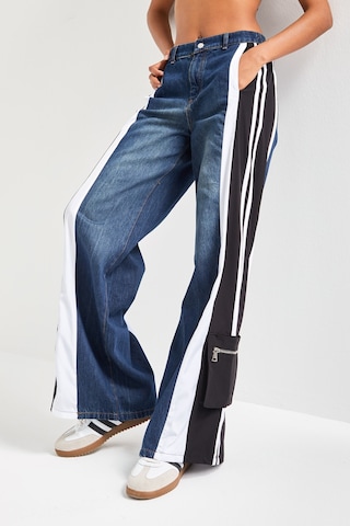 Itsbasic Kadın Kot Rengi Parçalı Kumaş Bol Kesim Özel Tasarım Denim Jean Mavi