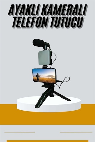 Tripod Telefon Tutucu Kumandalı Mikrofon Led Işık Vlog Video Kayıt Diğer 47482364