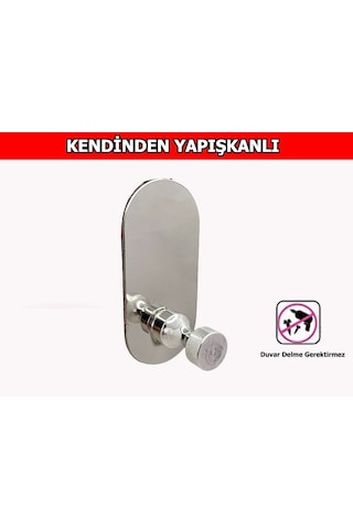 Glare İnce Belli Kendinden Yapışkanlı Askılık Tekli Oval Krom 4 Lü Paket Krom