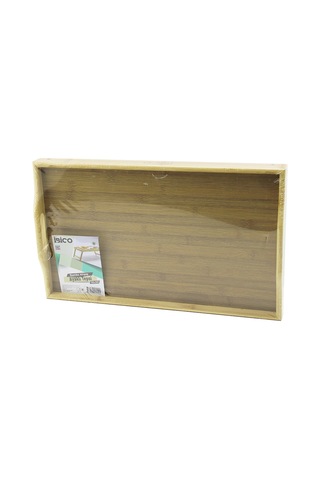 Bambu Dikdörtgen Sunum Tepsisi 50x30 Cm Ayaklı Sarı