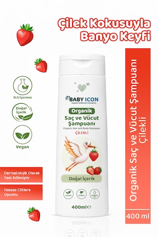 Doğal Vegan Çilekli Saç Ve Vücut Şampuanı