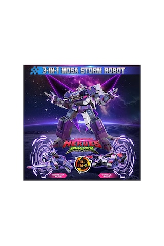Dinoster Heroes 3'ü 1 Arada Mosa Storm Dönüştürülebilir Büyük Robot Figür Dinoster Heroes Mosa Storm