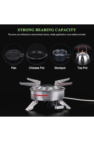 Lixada 12800w Kamp Gaz Sobası Brülör Taşınabilir Açık Gümüş