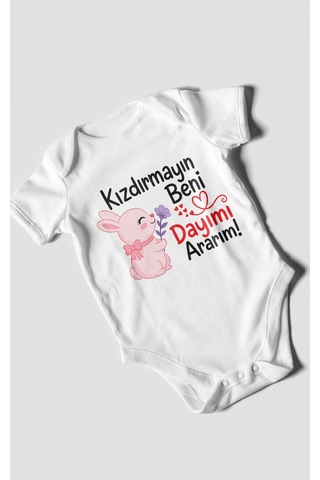 Morivokids Kızdırmayın Beni Dayımı Ararım Kısa Kollu Bebek Body %100 Pamuk Zbn165-kk Beyaz
