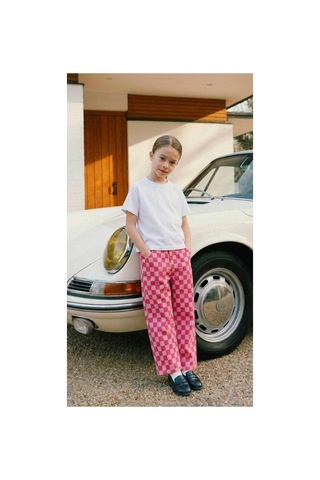 Poala Kids Damalı Ballon Jeans Pembe