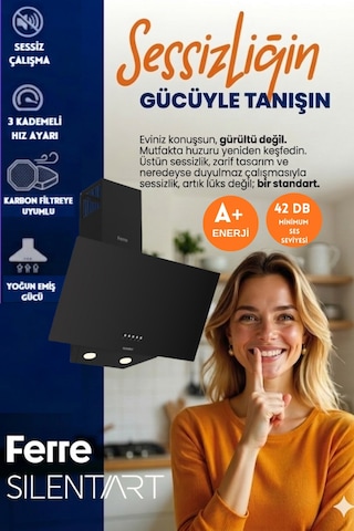 Afm Tech & Ferre Ria D086-SA + FM7700 + FM-BD2200  Sessiz Turbo Dijital Siyah Ankastre Set