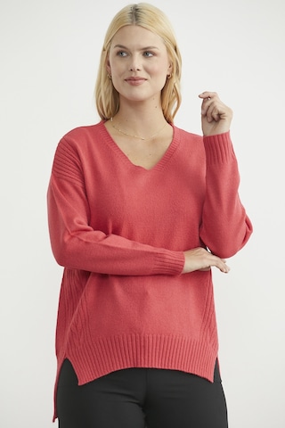 Sementa Oversize V Yaka Triko Kazak - Gül Gülkurusu