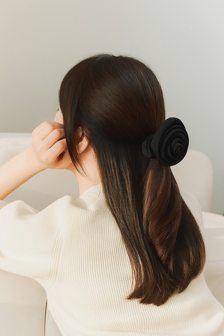 Gül Detaylı Siyah Saten Saç Tokası Muzıgae Mansıon Hair Band 89487628