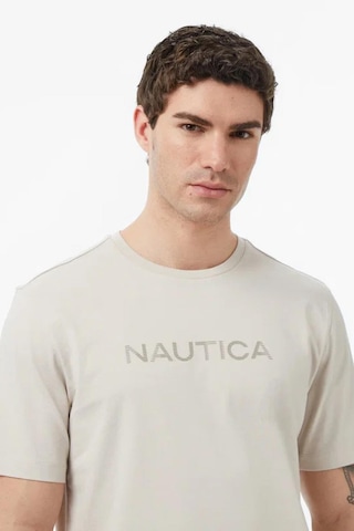 Nautica Erkek Bej Regular Fit Baskılı T-shirt-14489
