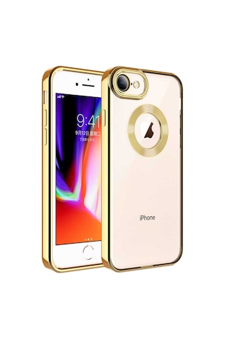Goocamp Apple iPhone Uyumlu 8 Kılıf Kamera Korumalı Logo Gösteren Omega Kapak - Rose Gold Rose Gold