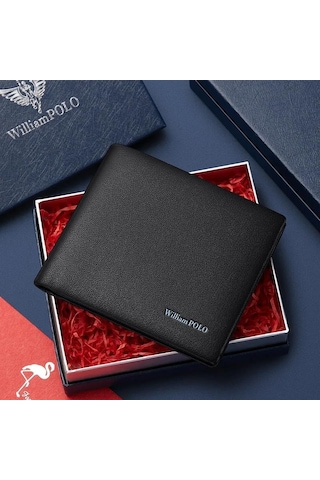 William Polo Williampolo İtaly Exclusive Design Hakiki Deri Siyah Erkek Kartlık & Cüzdan Siyah