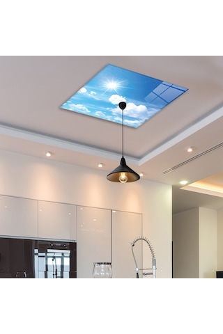 Cam Avize Göbeği | Gökyüzü Desenli | 50Cm X 50Cm Çok Renkli