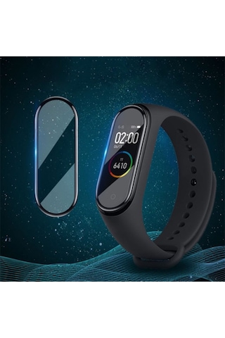 Xiaomi Mi Band 6-Mi Band 5 3D Kavisli Full Kaplama Koruyucu (363464359)-Siyah