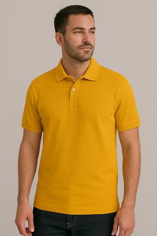 Parshey Regular Fit %100 Pamuk Polo Yaka Yarım Kollu Basic T-shirt Sarı Parshey Regular Fit %100 Pamuk Polo Yaka Yarım Kollu Basic T-shirt Sarı