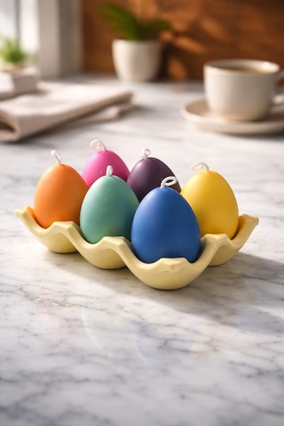 Rainbow Egg Dekoratif Mum Takımı Çok Renkli