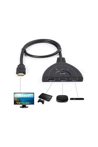 3 In 1 Hdmi Çoklayıcı 3 Port Çoğaltıcı Kablo Switch