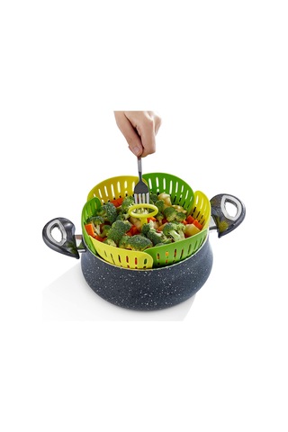 Büro Ev Ofis Mutfağı İçin Plastik Katlanır Buharda Pişirme Aparatı Haşlama Sepeti