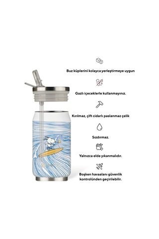 Les Artistes Paris Isı Yalıtımlı Kutu Çelik Termos 280ml Surfing Snoopy Çok Renkli