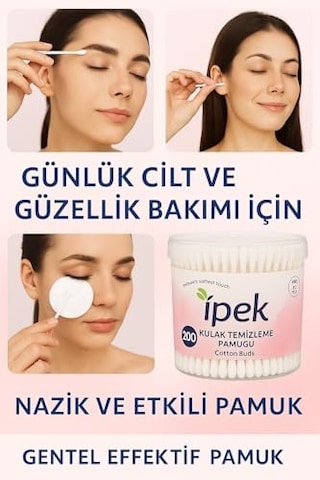 Kulak Çubuğu Pamuğu %100 Hidrofil Pamuk Güvenli Ve Hijyenik Kullanım Esnek Çubuk Yapısı Makyaj Düzeltme Ve Temizlik İçin İdeal Ce Belgeli Made İn Türkiye 100 Adet