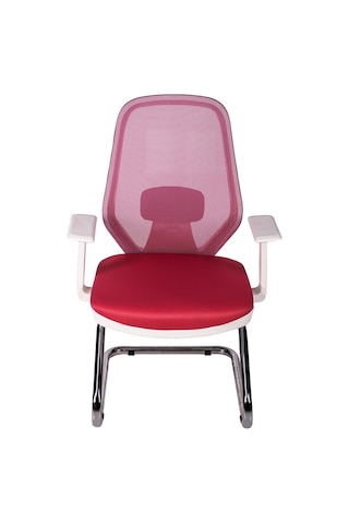 Ofisbazaar Dali Beyaz Fileli Misafir Koltuğu Ergonomik Toplantı Ve Bekleme Koltuğu Pembe Pembe