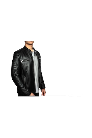 Adrian Erkek Siyah Hakiki % 100 Deri Mont Kuzu Derisi