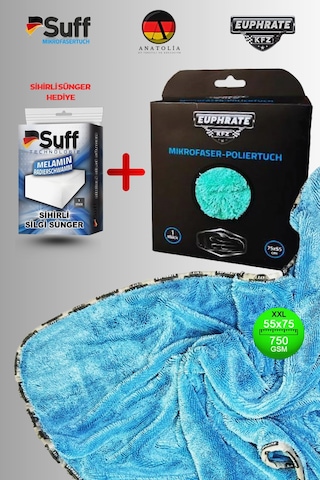 Alman Üretim Tank Bezi 75x55cm Mavi-yeşil- Gri- Bej +sihirli Sünger