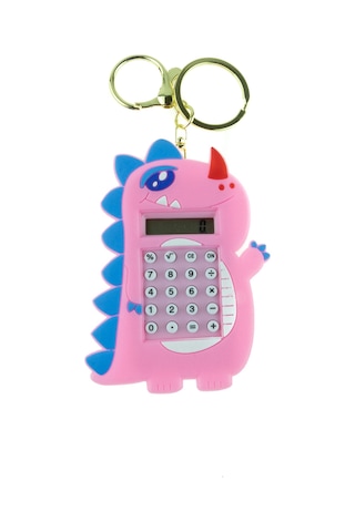 Hesap Makinesi Dino Mini Anahtarlıklı Labirent Oyunlu Pembe