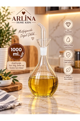 1000 Ml Cam Yağdanlık Siyah